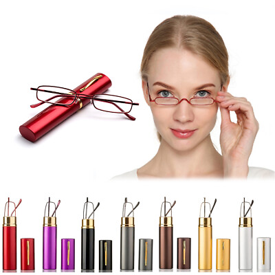 #ad Classic Rimless Compact Reading Glasses Readers Travel Slim Design with Case $6.89