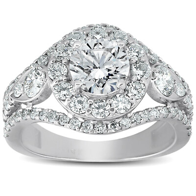 #ad 2 ct Halo Diamond Multi Row Engagement Ring 14k White Gold $1229.99