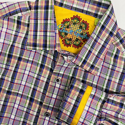 #ad Robert Graham Large Casual Flip Cuff Shirt Designer Luxury Multi Color Plaid $35.99