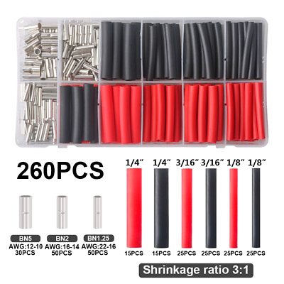 #ad 130PCS 3:1 Dual Wall Heat Shrink Tubingamp;130PCS Butt Splice Connectors Kit $16.99