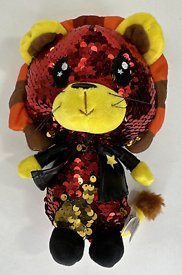 #ad Bling Plush Lion Gold Red Color Changing Sequins Stuffed Animal Wild Rock $14.55