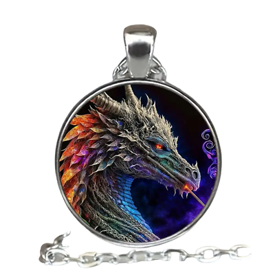 #ad Round Pendant Necklace New Dragon $12.99