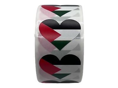 #ad Palestine Flag Heart Sticker Roll * 500 stickers Per Roll 1quot; x 1quot; $10.00