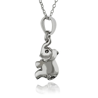 #ad Tiny 3D Elephant Pendant Necklace 925 Sterling Silver Trunk Animal Zoo NEW $25.00