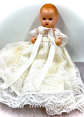 #ad Vintage Nancy Ann Storybook Doll Christening Baby Blinking Eyes Long Gown $39.00