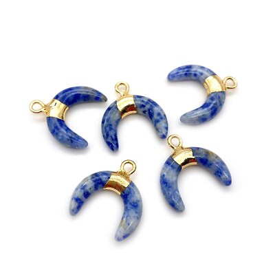 #ad 50pcs Lapis Lazuli Stone Shape Pendant Horn Shape Pendant Jewelry Necklace $37.99