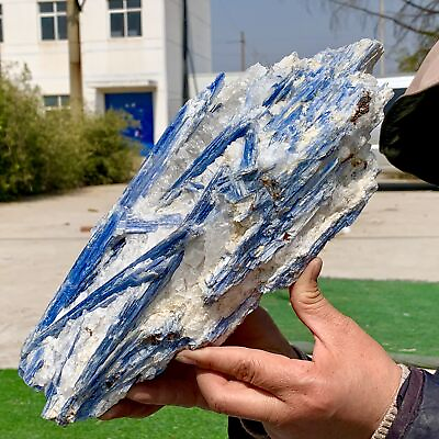#ad 8.78LB Rare Natural beautiful Blue KYANITE with Quartz Crystal Specimen Rough $636.30