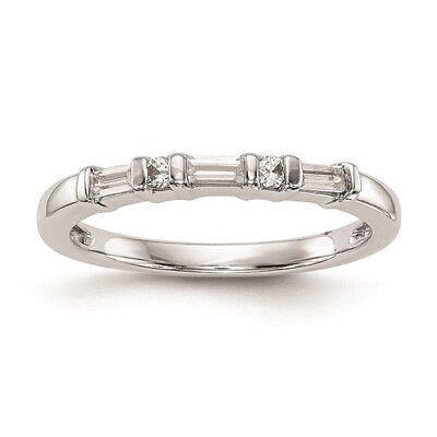 #ad 14K White Gold 1 4 carat Round Baguette Diamond Wedding Band Ring $757.00