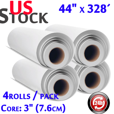 #ad 4rolls 44quot; x 328#x27; Dye Sublimation Heat Transfer Paper Set FOR Polyester 100GSM $335.24