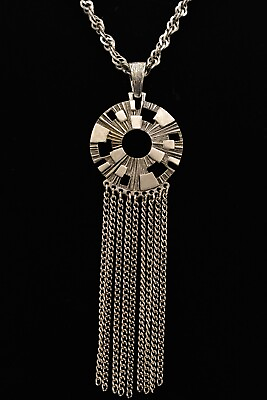 #ad Sarah Cov Vintage Tassel Necklace Pendant Fringe Chain Chunky Signed 1980s BinP $23.96