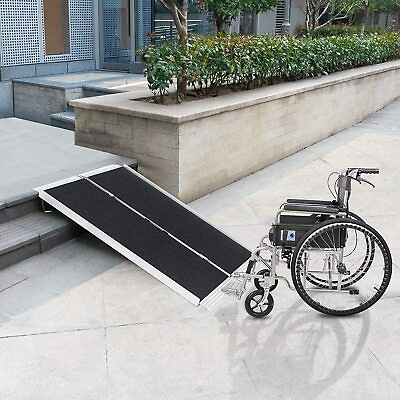 #ad #ad 4 5 6FT Used Home Wheelchair Ramp Non Skid Folding Aluminum Ramps $146.99