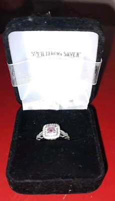 #ad Sz 4 Something Silver Ring Sterling Pink Stone Cz $30.00