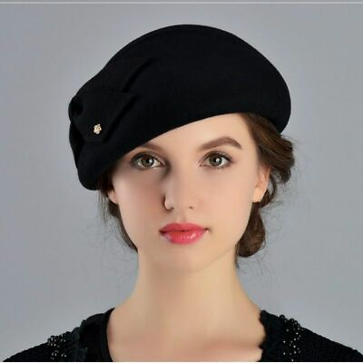 #ad Women Woolen Bowtie Cap Autumn Winter Beret Hat Fedoras Wool Pumpkin Dome Caps $52.87