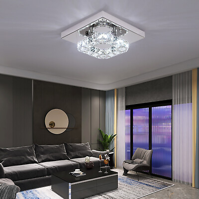 #ad Modern K9 Crystal LED Ceiling Light Flush Mount Chandelier Lamp Color Changeable $33.99