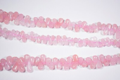 #ad 100% Genuine Rose Quartz Smooth Teardrop Gemstone Beads 8quot; Strand For Jewelry $22.18