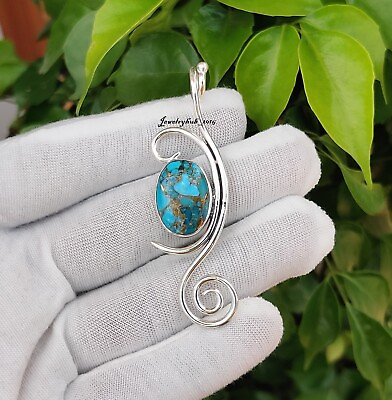 #ad Blue Copper Turquoise 925 Sterling Silver Beautiful Gemstone Jewelry MO2163 $16.96