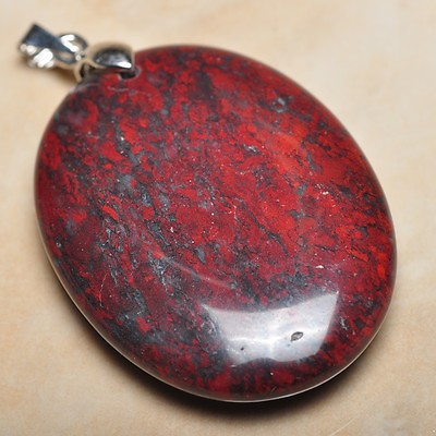 #ad Extremely Red Natural Bloodstone 925 Sterling Silver Clasp 2quot; Pendant #P10150 $19.74
