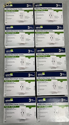 #ad 30 PCS Leviton T5632 3.6A USB Charger Tamper Resistant Outlets 15 Amp White $388.00