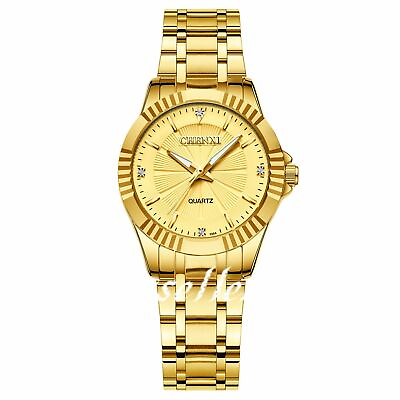 #ad Luxury Womens Gold Tone Stainless Steel Date Calendar Analog Quartz Wrist Watch $17.66
