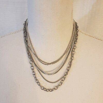 #ad Multi Strand Silvertone necklace $4.99