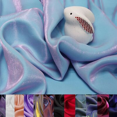 #ad 1Meter Glass Silk Satin Fabric Crystal Cotton Satin Pearlescent Fabric Dress $10.21