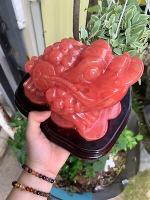 #ad Red Obsidian gemstone hand carved ToadFengshui symbol bring Luckamp;Fortune7lbs $388.00
