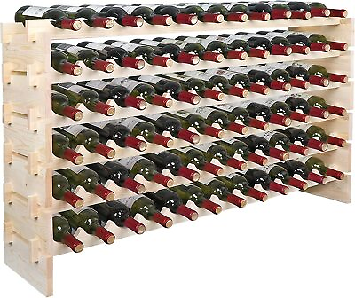 #ad Wine Rack 72 Bottle Slots Stackable Modular Wooden 6 Tier Wine Holder Storage $51.58