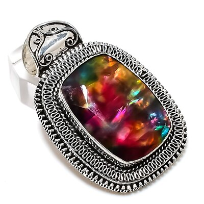 #ad Ammolite Gemstone Handmade 925 Sterling Silver Jewelry Pendant 2.17quot; r909 $18.99