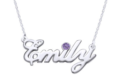 #ad Personalized Name Pendant Necklace Simulated Birthstone 925 Sterling Silver $47.83