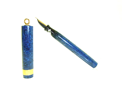 #ad Nice 1920´s DIAMOND MEDAL Chicago Lapis Blue Fountain Pen 14ct M Nib $184.00