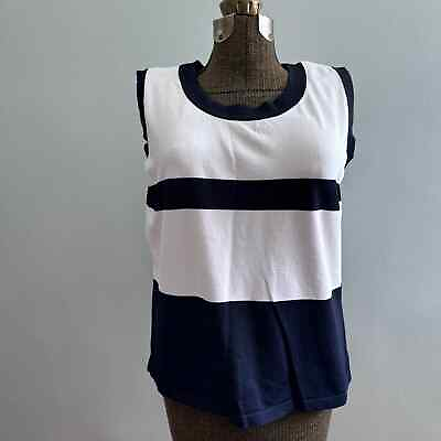 #ad Vintage Talbots navy and white shell tank $25.00