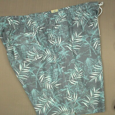 #ad Roundtree amp; Yorke Swimsuit Men#x27;s Big amp; Tall Sz 3XB Gray Palm Mesh Lined NWT $26.99