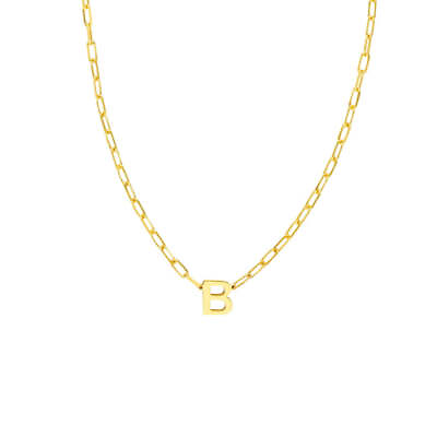 #ad Chain Link Necklace With Initial 14K Yellow Gold $520.20