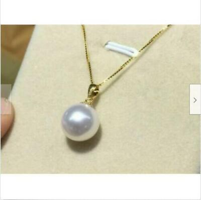 #ad 10 11mm 18k Gold AAA real natural south sea white round pearl pendant $57.00