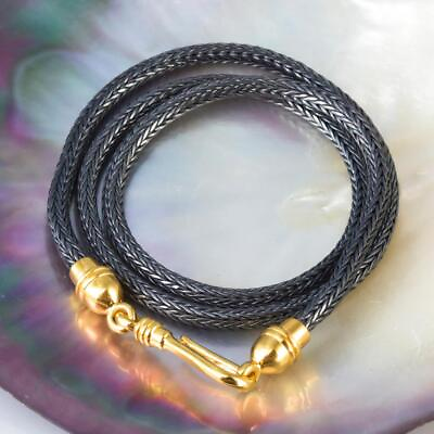 #ad 17” Handmade Chain Black Sterling Silver amp; Gold plated Vermeil Clasp 25.67 g $144.00