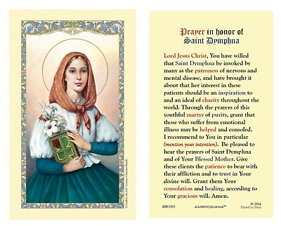 #ad Laminated St. Dymphna Prayer Holy Card Patron Saint of Mental Illness Catholic $2.79