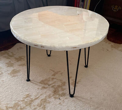 #ad Natural Selenite Stone Round Dine Sofa Table Custom Home Hallway amp; Office Decor $405.00