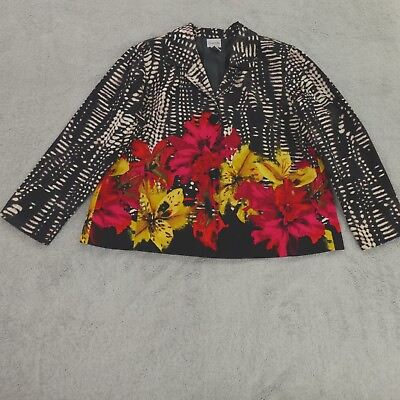 #ad Chicos Jacket Womens 3 XL Black White Floral Maximalist $24.85