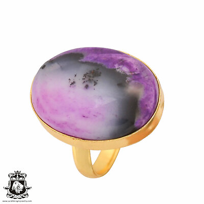 #ad Size 9.5 Size 11 Adjustable Purple Merlinite Opal 24K Gold Plated Ring GPR740 $33.34