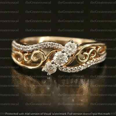 #ad The Bride on a Budget 2Ct Round Cut Simulated Diamond Women 14k Gold Plated Ring $106.79