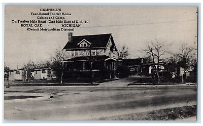 #ad c1940s Campbell#x27;s Year Round Tourist Home Roadside Motel Royal Oak MI Postcard $14.98