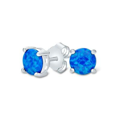 #ad Opal Earrings Stud Silver Fire 925 Jewelry Blue Wedding Sterling Round Earrings $7.99
