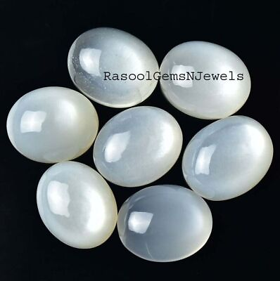 #ad 5x7 mm Oval Natural White Moonstone Cabochon Loose Gemstone Lot Jewelry Making $178.00