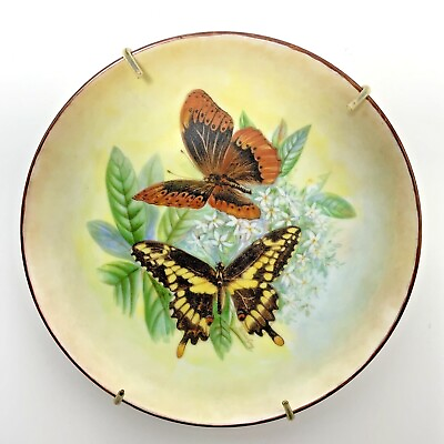 #ad Artist made Cabinet Plate Signed Holmes Gray Butterflies Vintage Unique $35.00