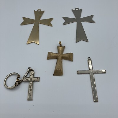#ad Vintage Cross amp; Crucifix Pendant amp; Keychain Bundle Lit of 5 Gothic Religious $14.99
