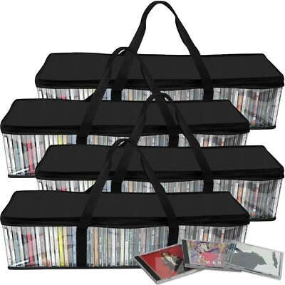 #ad 4 CD Storage Rack Box Holder Disk Case Media Display Space Store Organizer Black $73.50