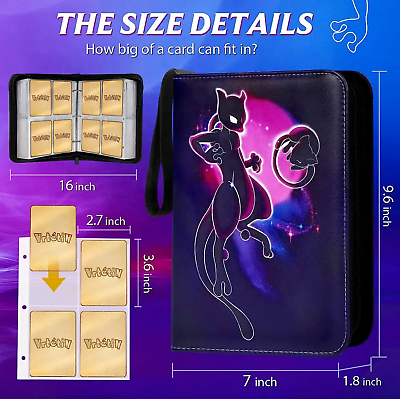 #ad Mewtwo Pokemon Inspired Card Binder Album Collection Pocket 400 Trading CardCase $12.95