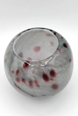 #ad Hand Blown Art Glass Vase Round Animal Print Leopard Silver and Magenta 5” $8.40
