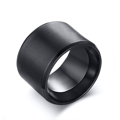 #ad 15mm Chunky Men Band Black Stainless Steel Bulky Man#x27;s Ring Punk Male Size 8 12 $11.43