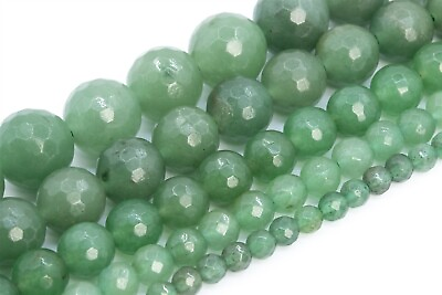 #ad Natural Green Aventurine Grade AAA Micro Faceted Round Loose Beads 5 6 8 10MM $7.99